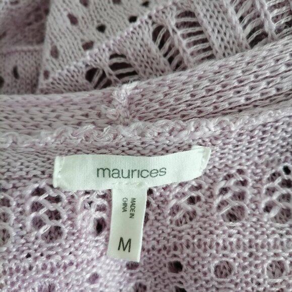 Maurices Womens Pink Open Front Crochet Open Knit Cardigan Sweater Size Medium - Picture 5 of 7